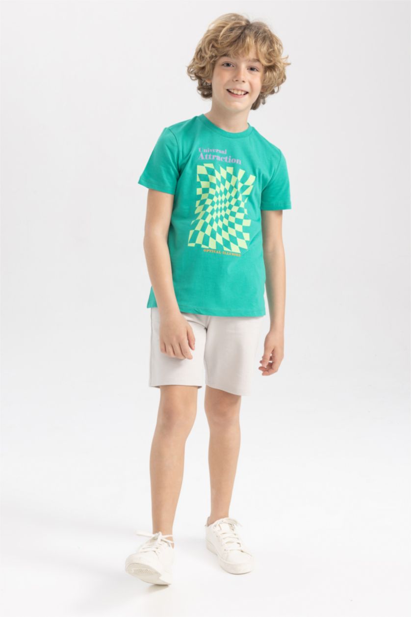 BOYS & TEENS Green Regular Fit Short Sleeve T-Shirt