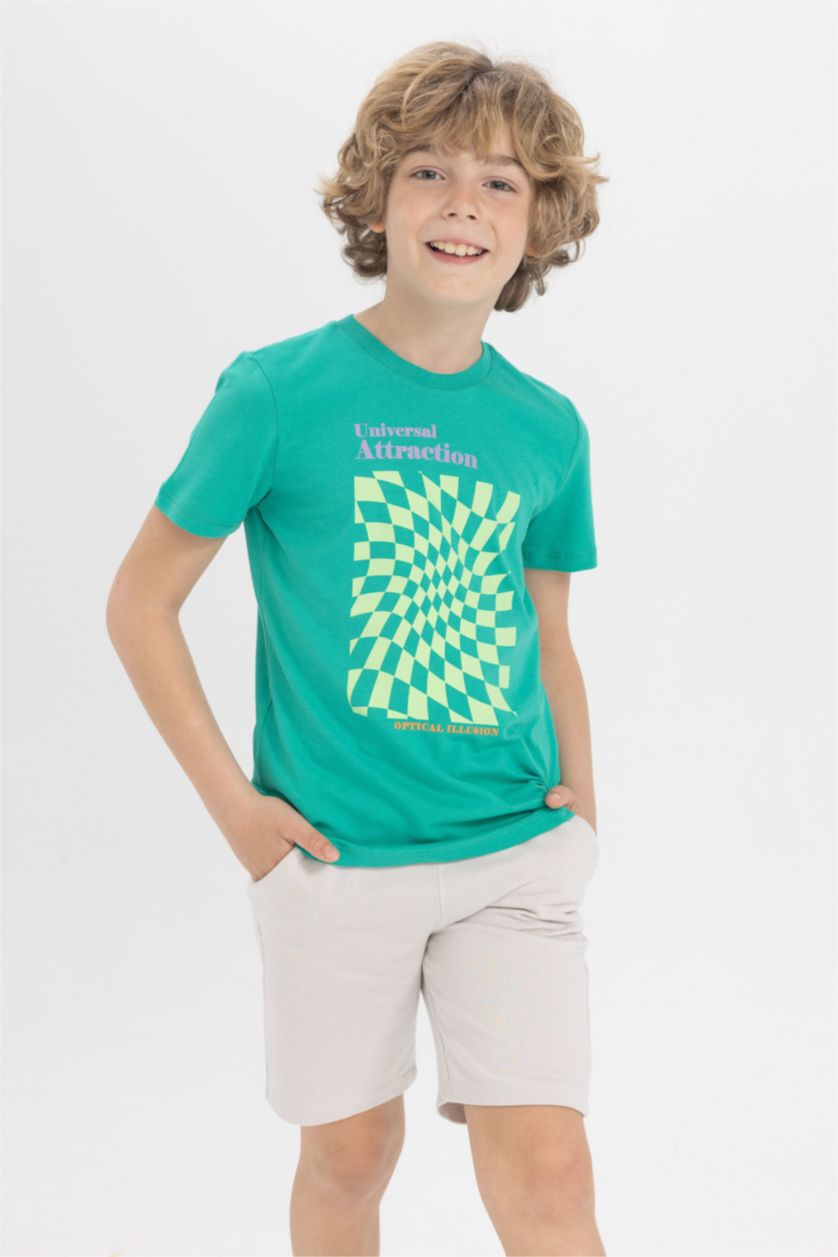 BOYS & TEENS Green Regular Fit Short Sleeve T-Shirt