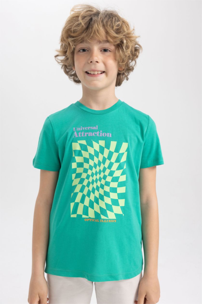 BOYS & TEENS Green Regular Fit Short Sleeve T-Shirt