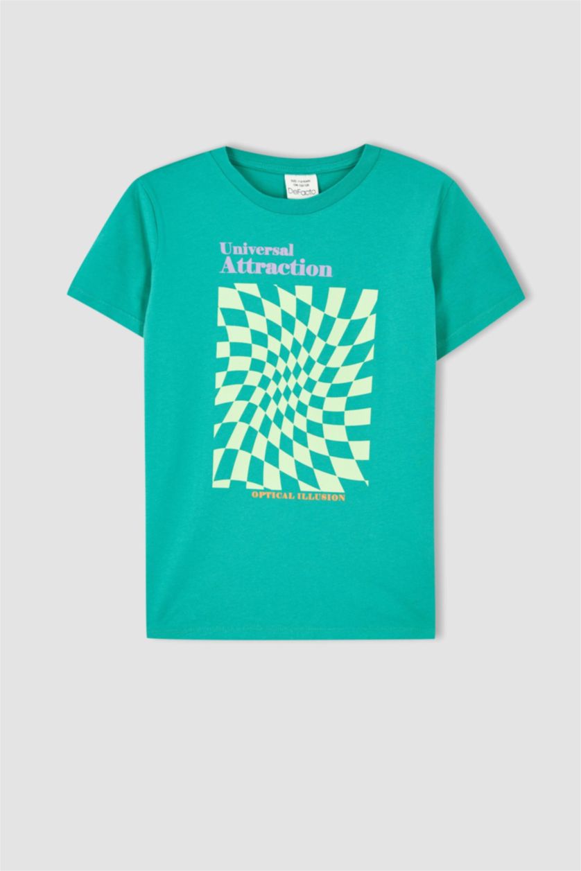 BOYS & TEENS Green Regular Fit Short Sleeve T-Shirt