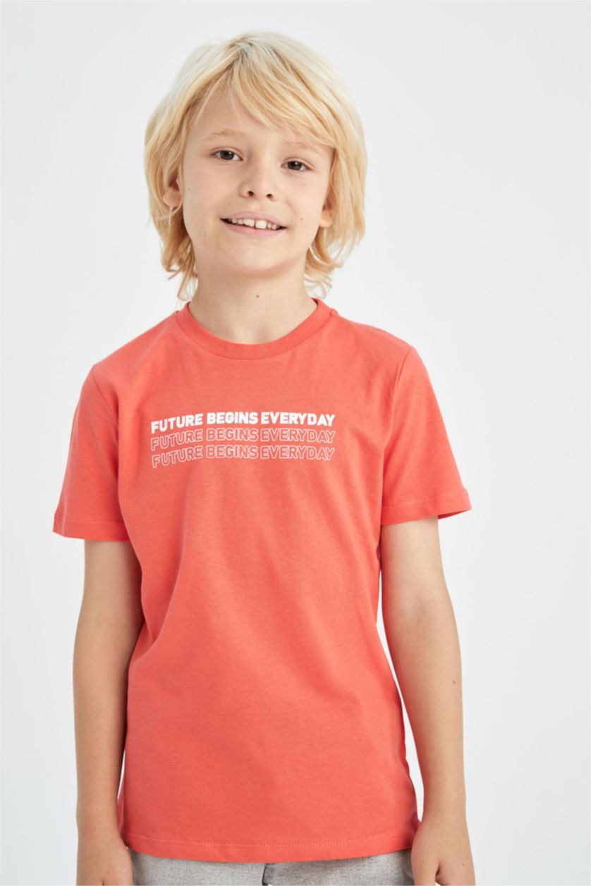 BOYS & TEENS Light Red Regular Fit Short Sleeve T-Shirt