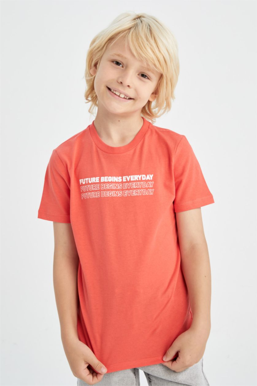 BOYS & TEENS Light Red Regular Fit Short Sleeve T-Shirt