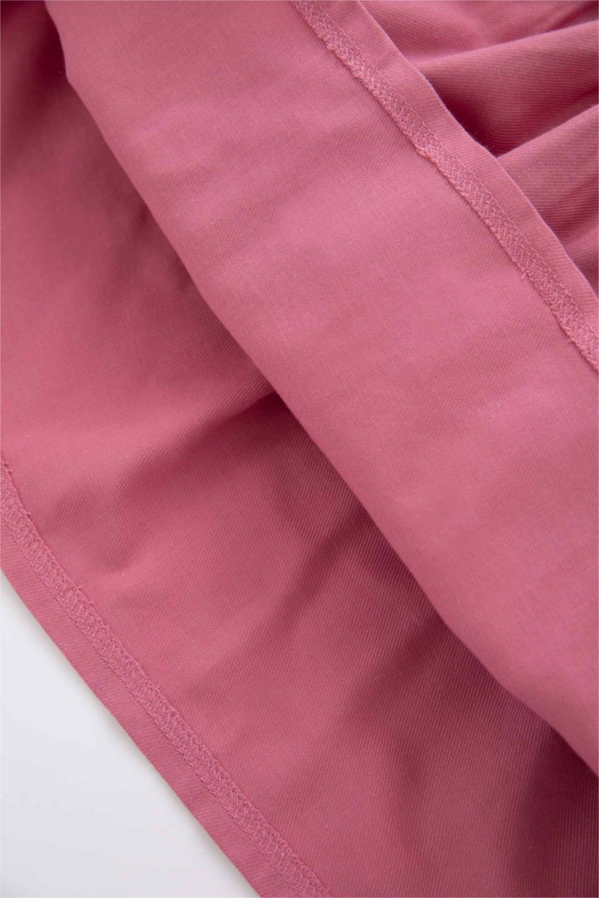 طفلة صغيرة وردي فستان بناتي من التويل قصة عادية كم طويل بياقة كبيرة