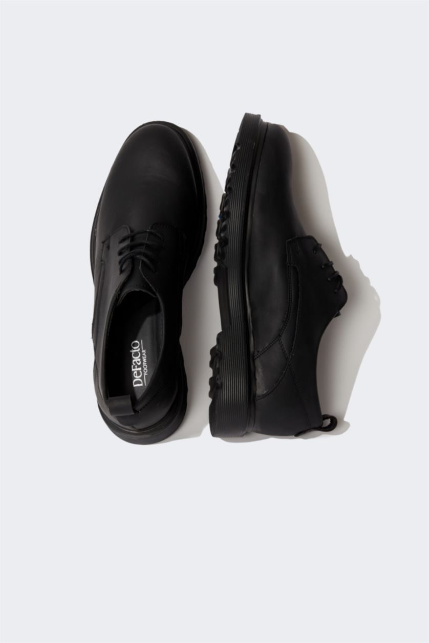 رجال أسود حذاء يومي بكعب عالي برباط