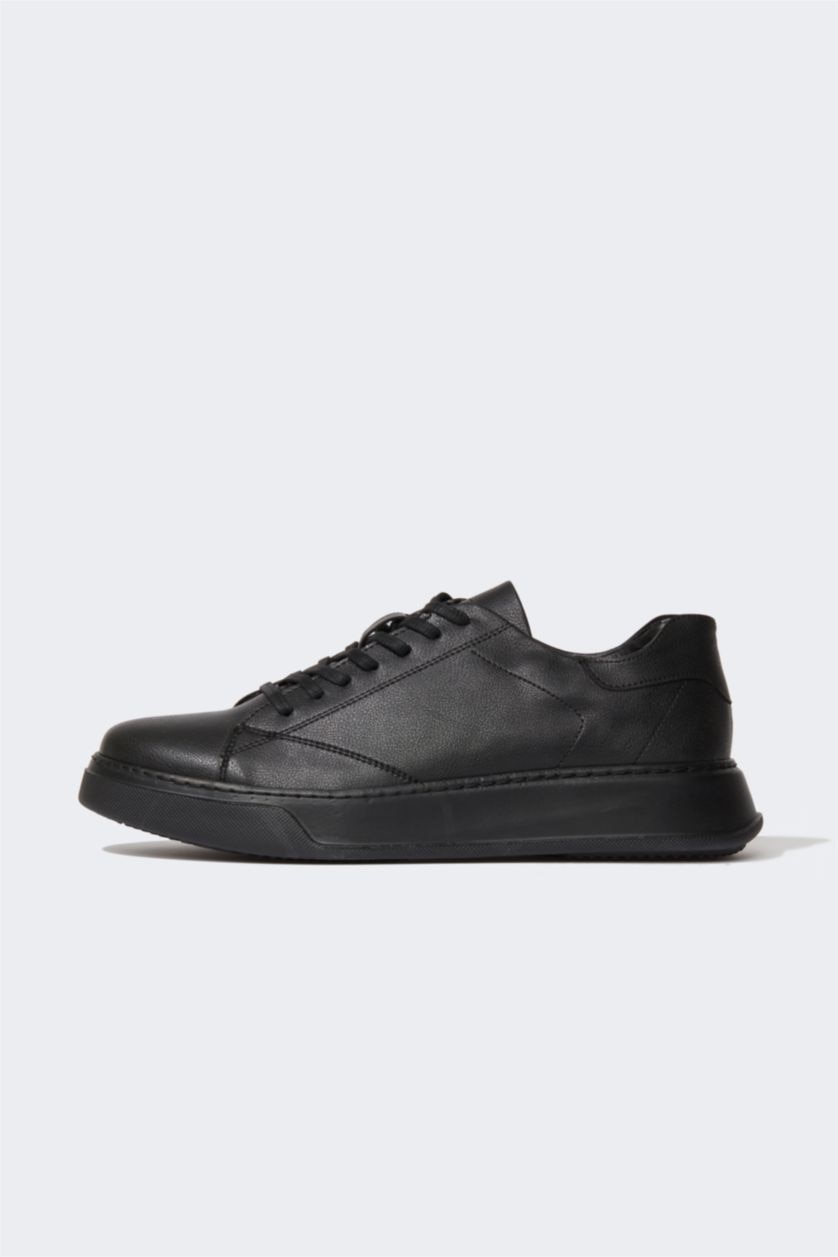 Man Black Man Faux Leather High Sole Casual Shoes