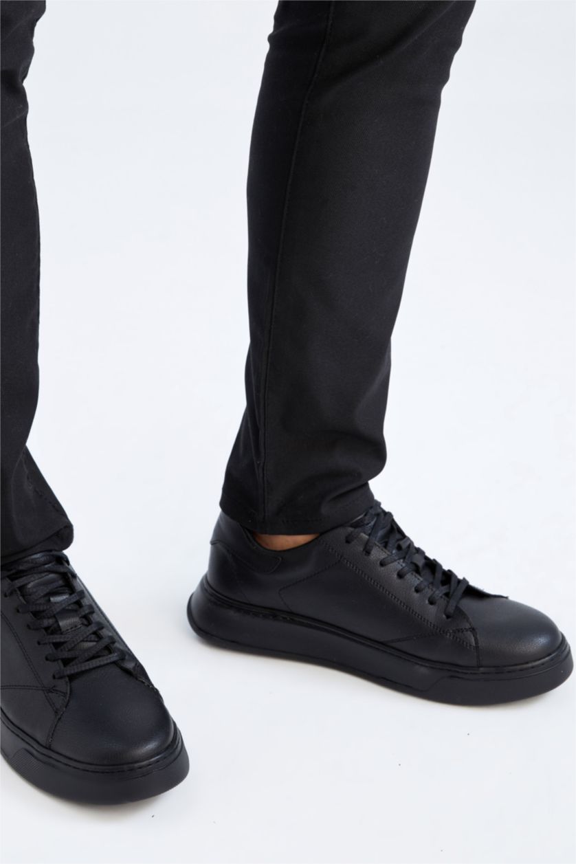 Man Black Man Faux Leather High Sole Casual Shoes