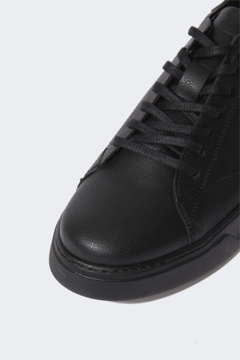 Man Black Man Faux Leather High Sole Casual Shoes