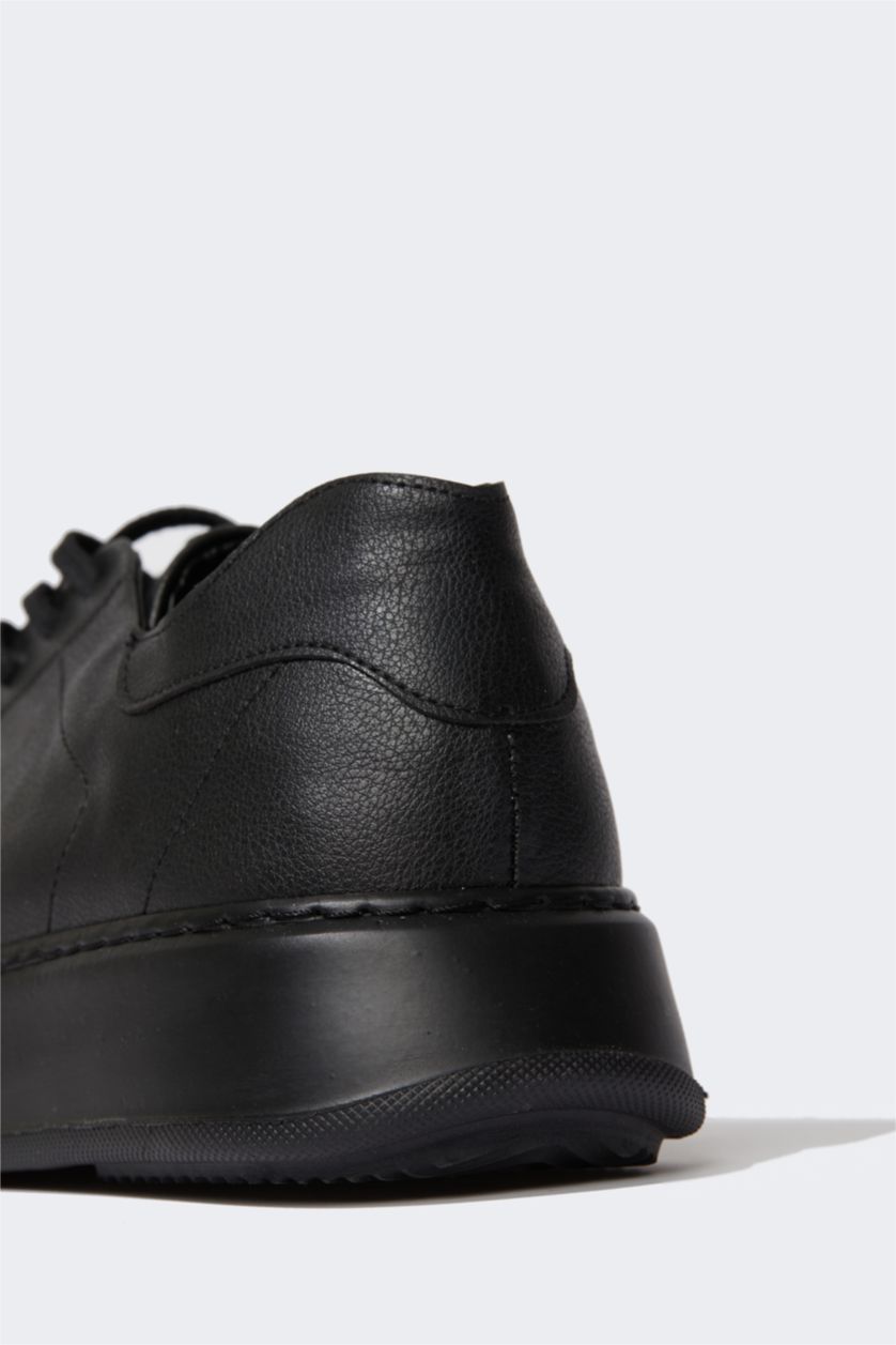 Man Black Man Faux Leather High Sole Casual Shoes