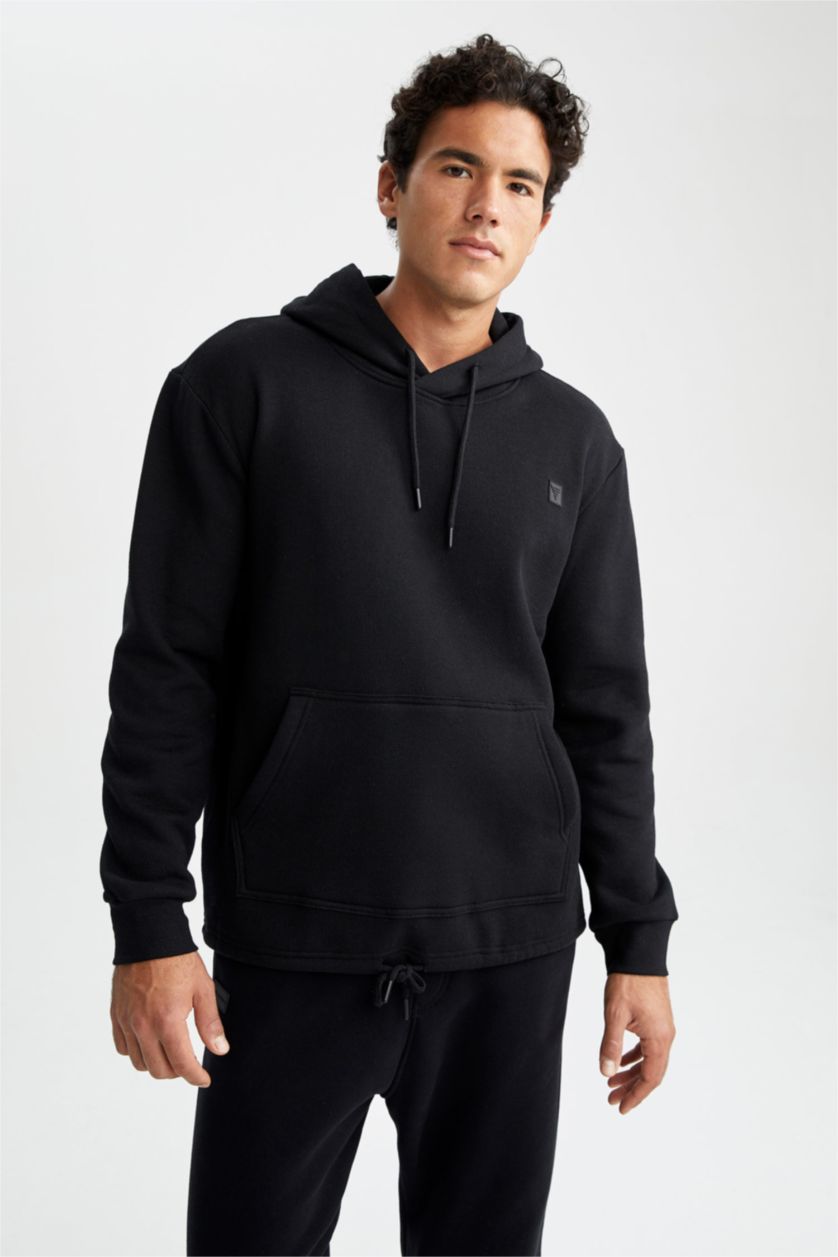 HOMME Noir Sweat- Shirt Coupe standard À capuche