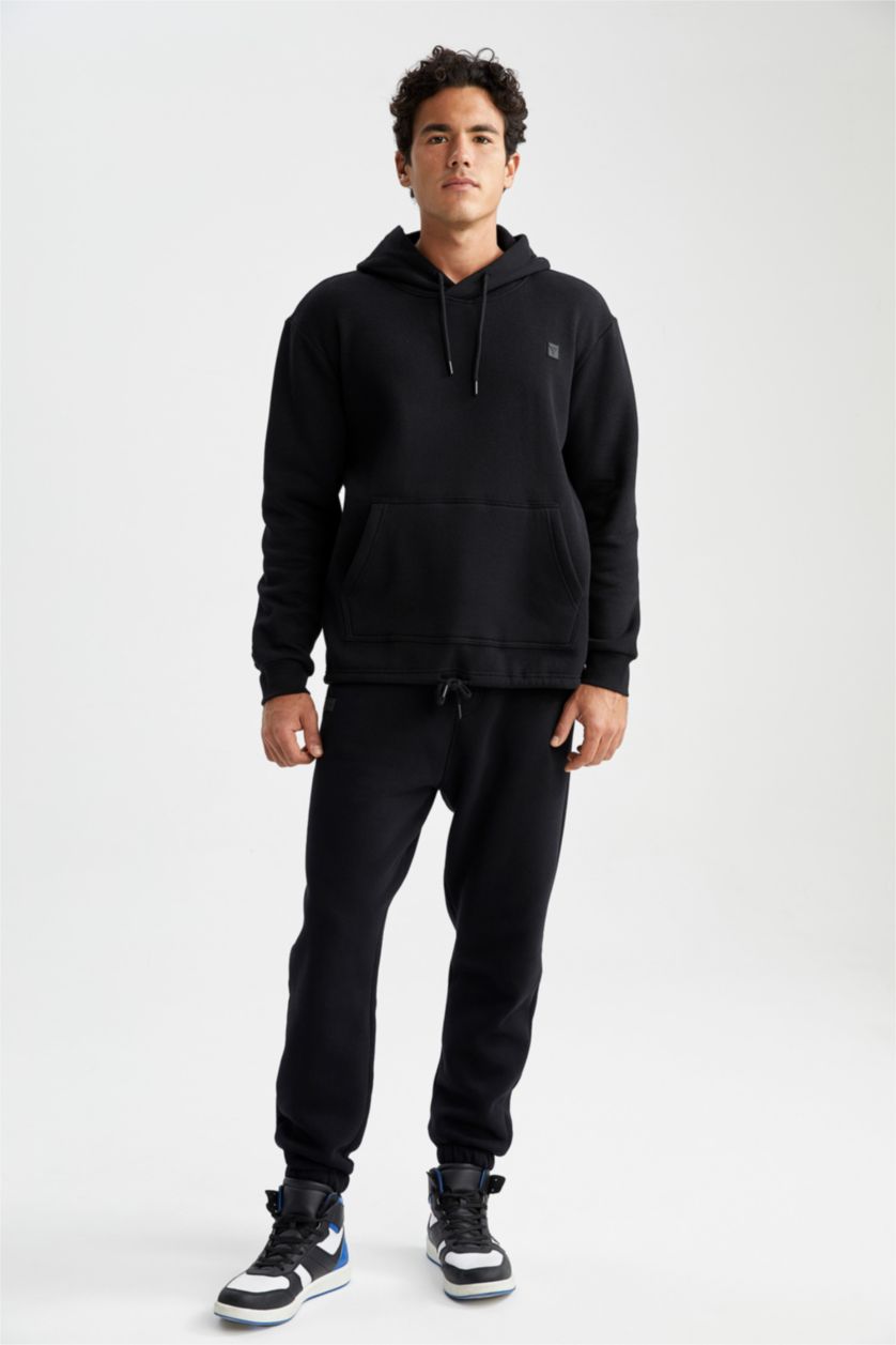 HOMME Noir Sweat- Shirt Coupe standard À capuche