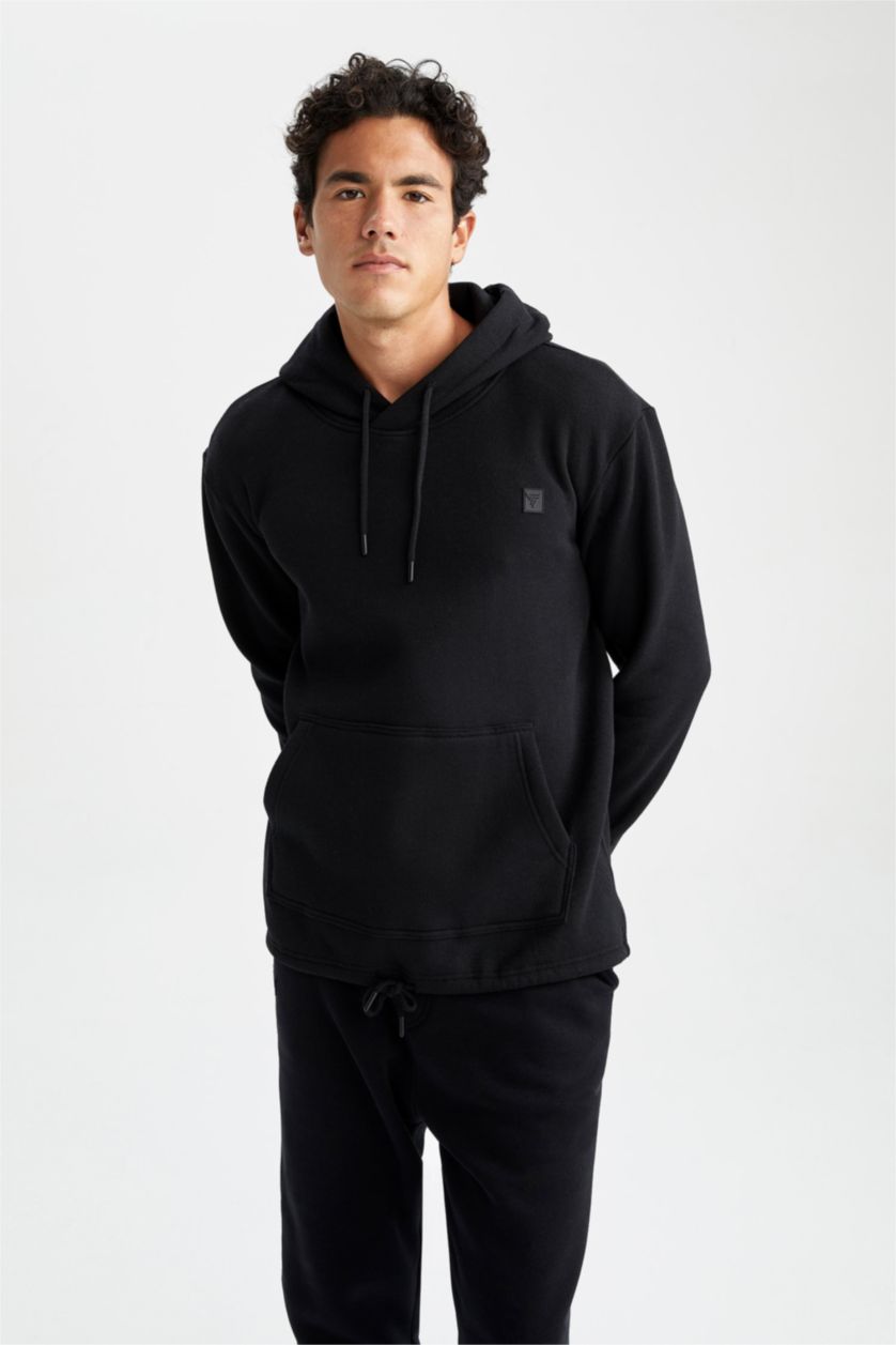 HOMME Noir Sweat- Shirt Coupe standard À capuche