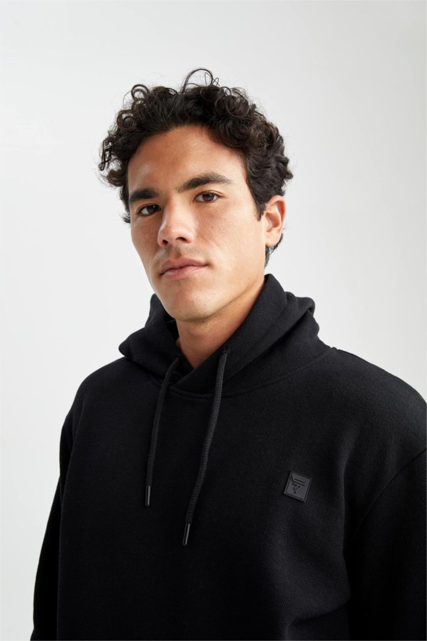 HOMME Noir Sweat- Shirt Coupe standard À capuche