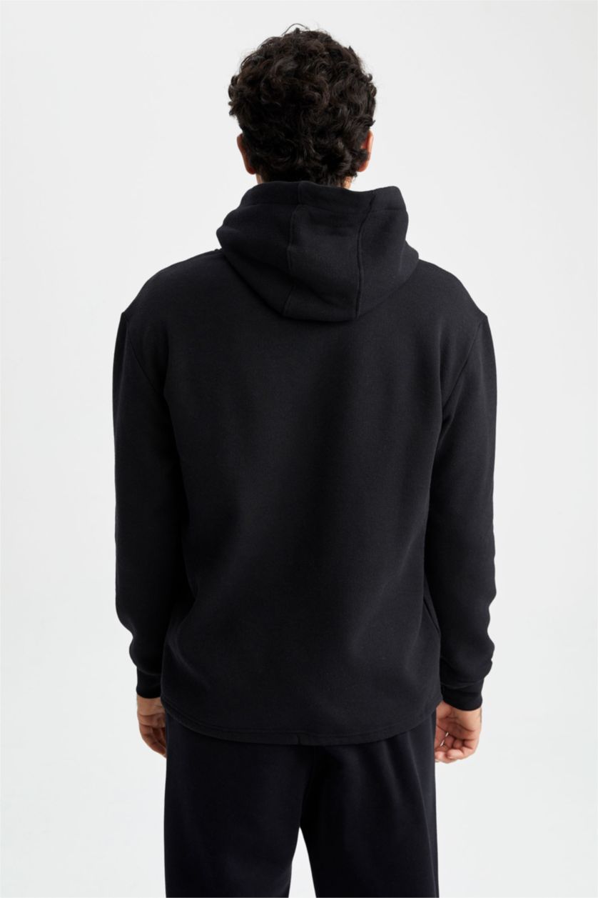 HOMME Noir Sweat- Shirt Coupe standard À capuche