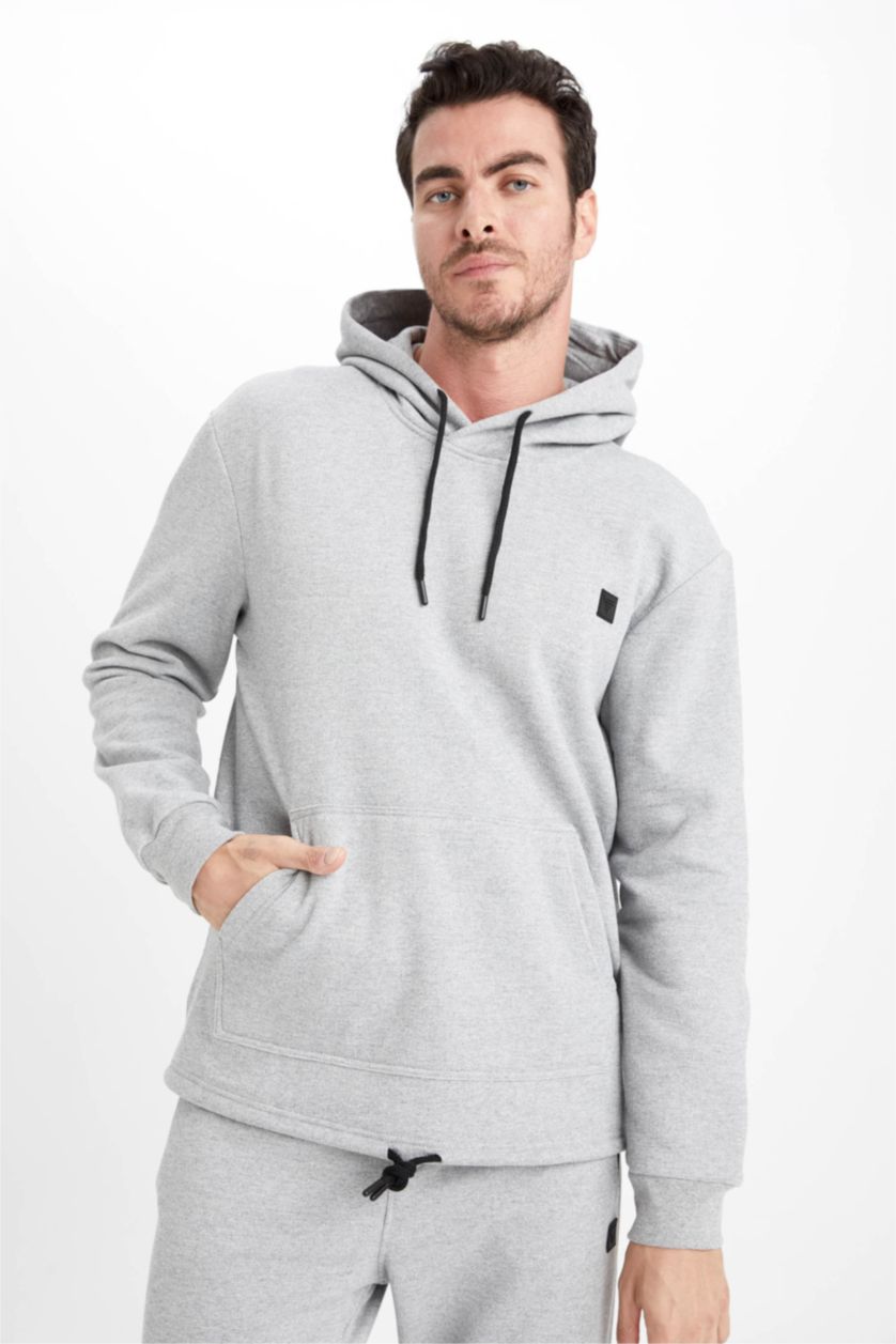 HOMME Gris Sweat- Shirt Coupe standard À capuche