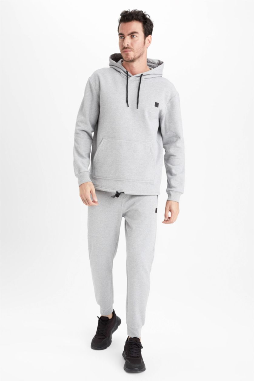 HOMME Gris Sweat- Shirt Coupe standard À capuche