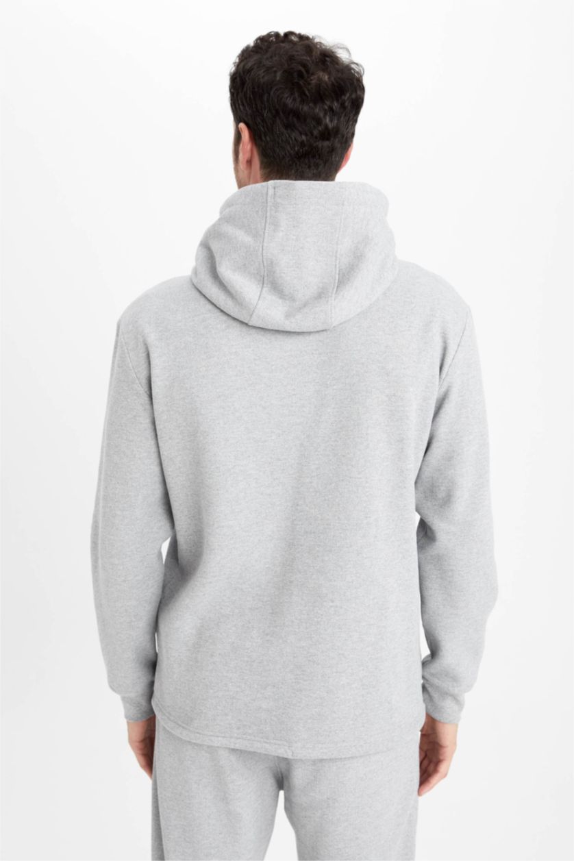 HOMME Gris Sweat- Shirt Coupe standard À capuche