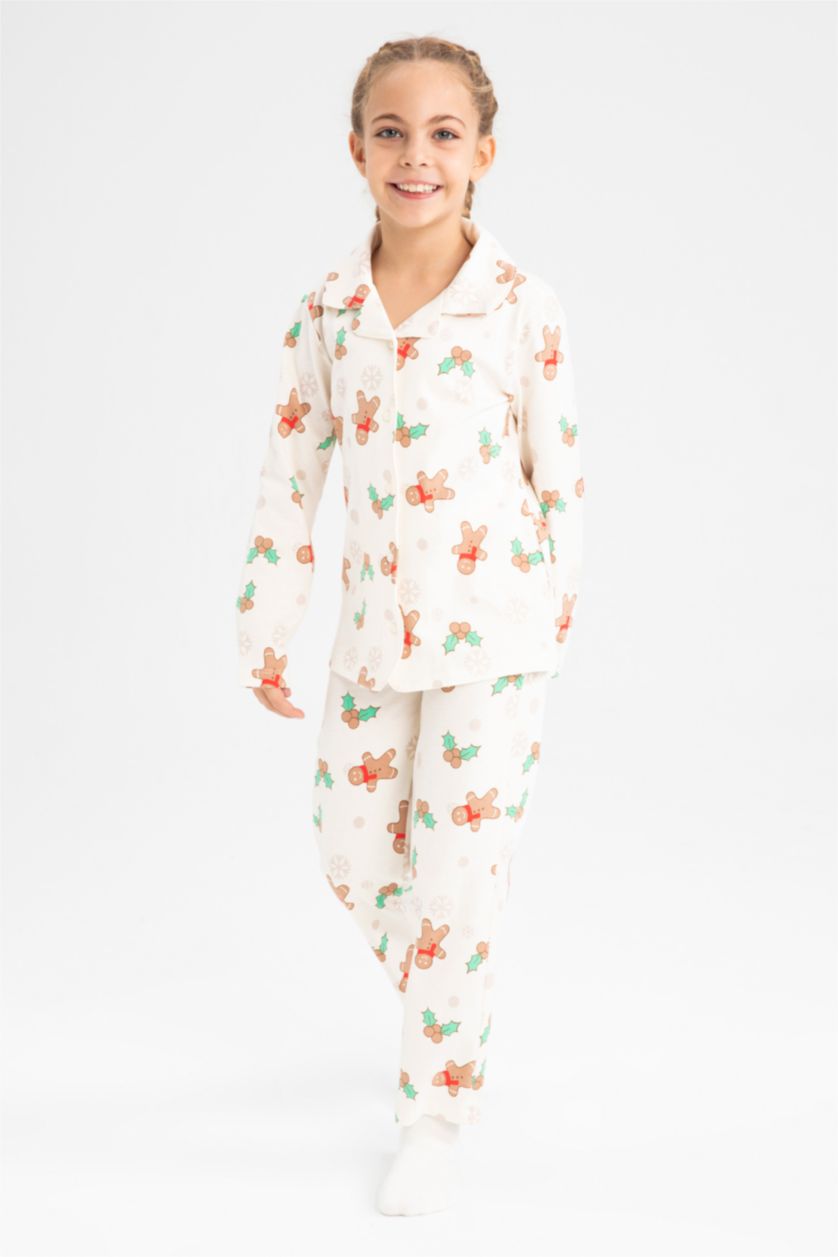 Girls & Teens Beige 2 piece Regular Fit Knitted Pyjamas