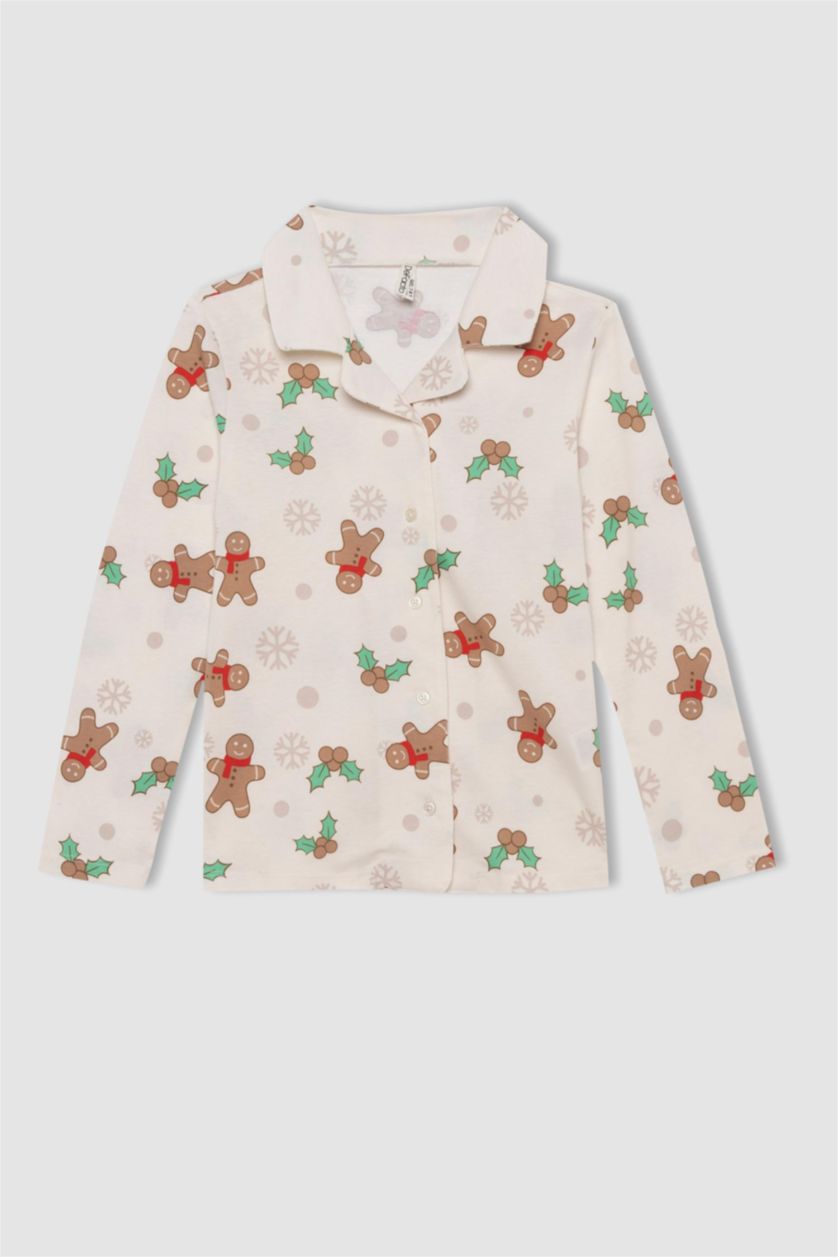 Girls & Teens Beige 2 piece Regular Fit Knitted Pyjamas