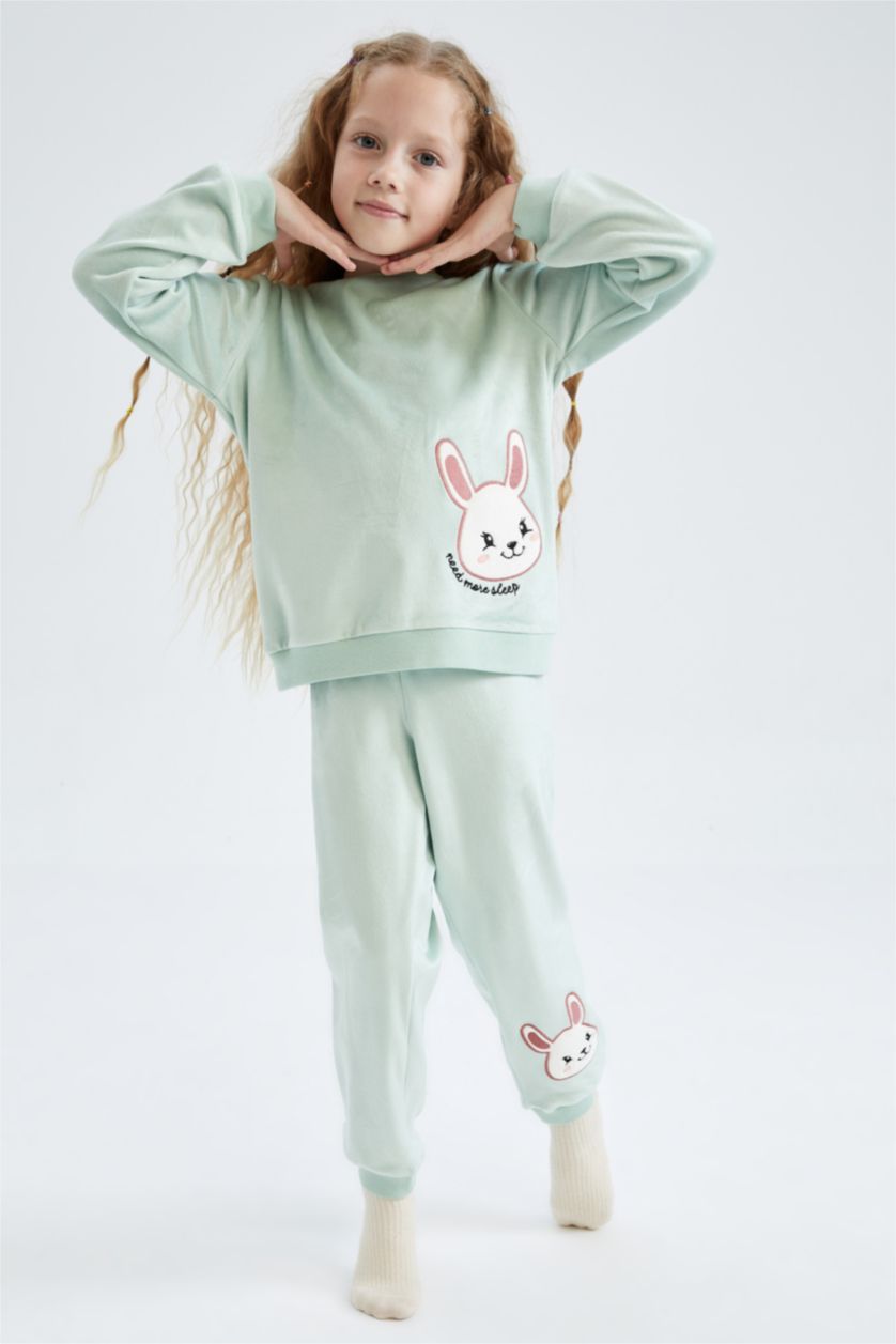 GIRLS & TEENS Mint Girls Long Sleeve Velvet Pajamas Set