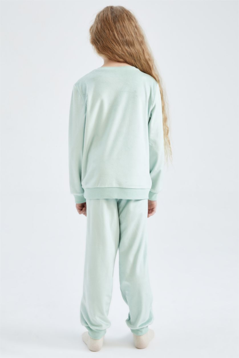GIRLS & TEENS Mint Girls Long Sleeve Velvet Pajamas Set