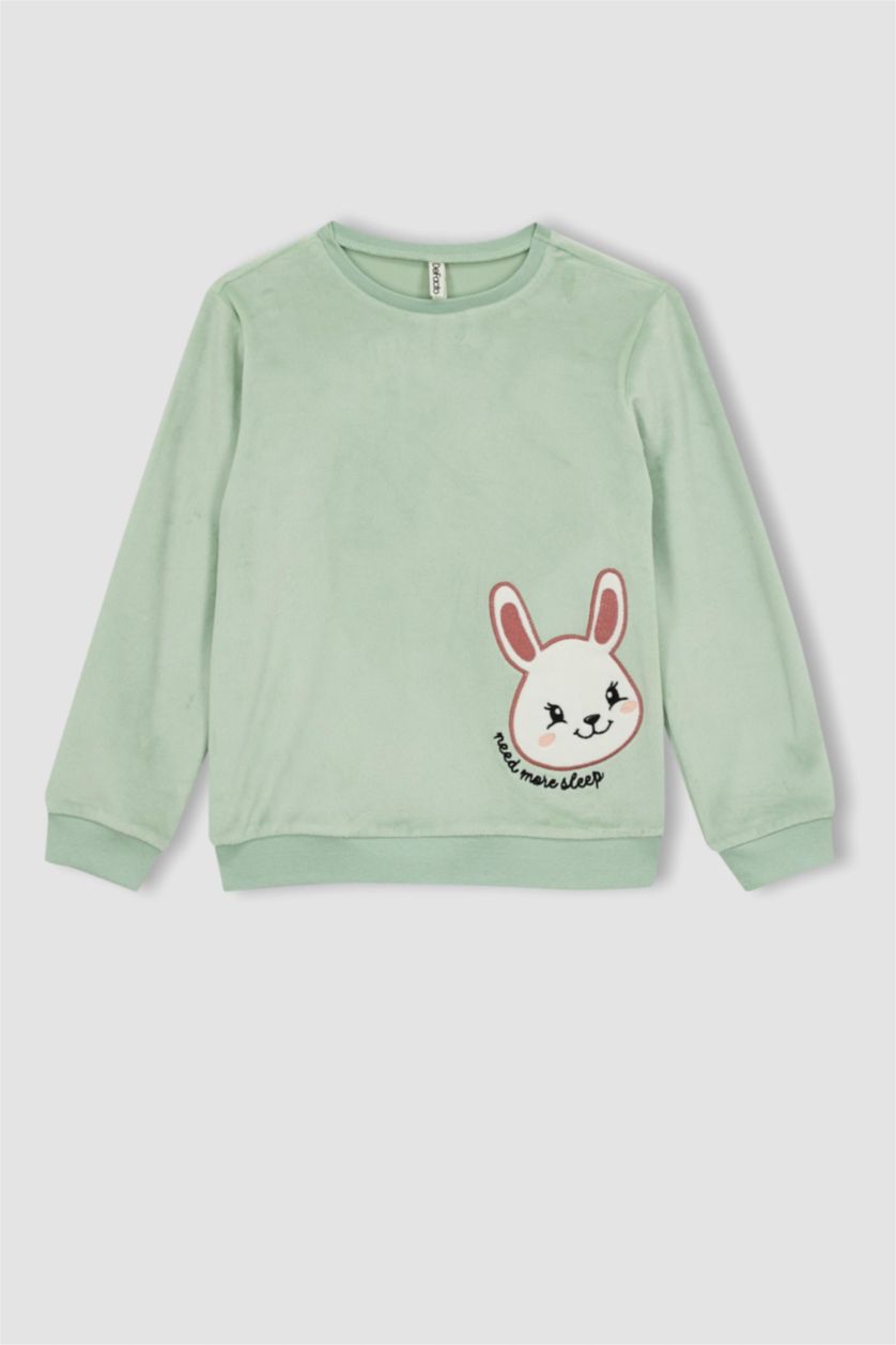 GIRLS & TEENS Mint Girls Long Sleeve Velvet Pajamas Set