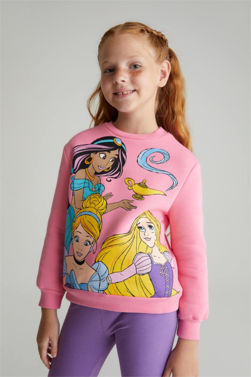FILLES Rose Sweat-shirt Disney Princess à col rond avec intérieur doux pour Fille