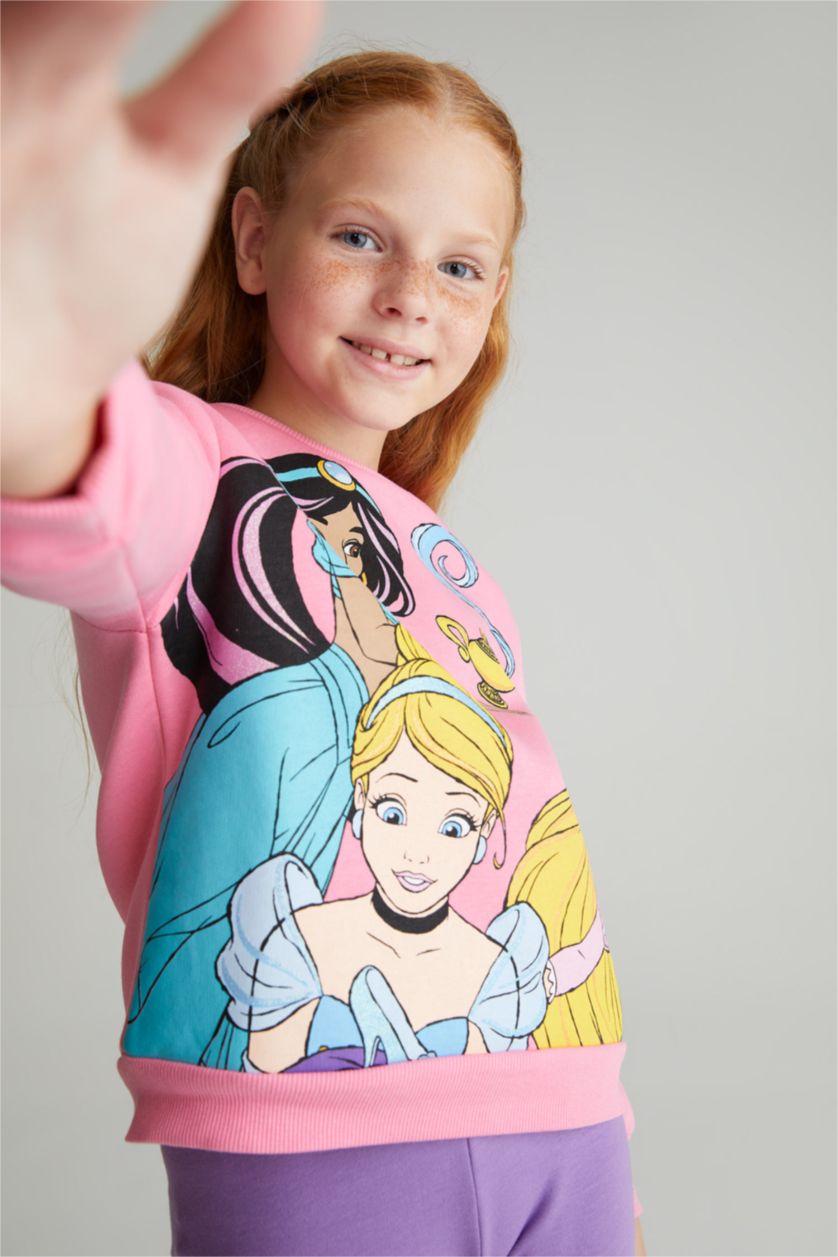 FILLES Rose Sweat-shirt Disney Princess à col rond avec intérieur doux pour Fille
