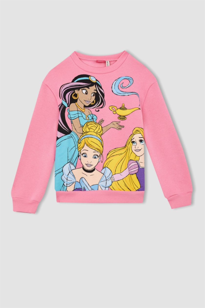 FILLES Rose Sweat-shirt Disney Princess à col rond avec intérieur doux pour Fille