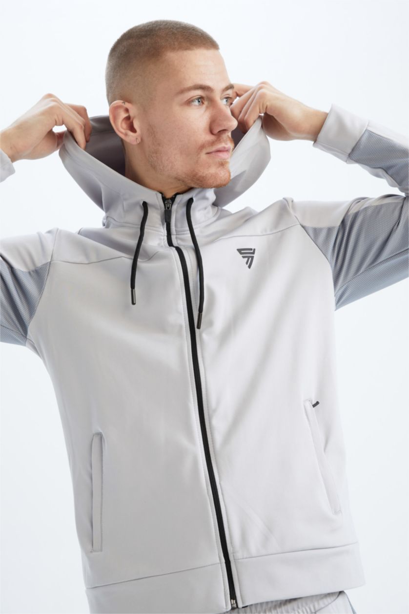 Man Light Grey DeFactoFit Slim Fit Sports Cardigan