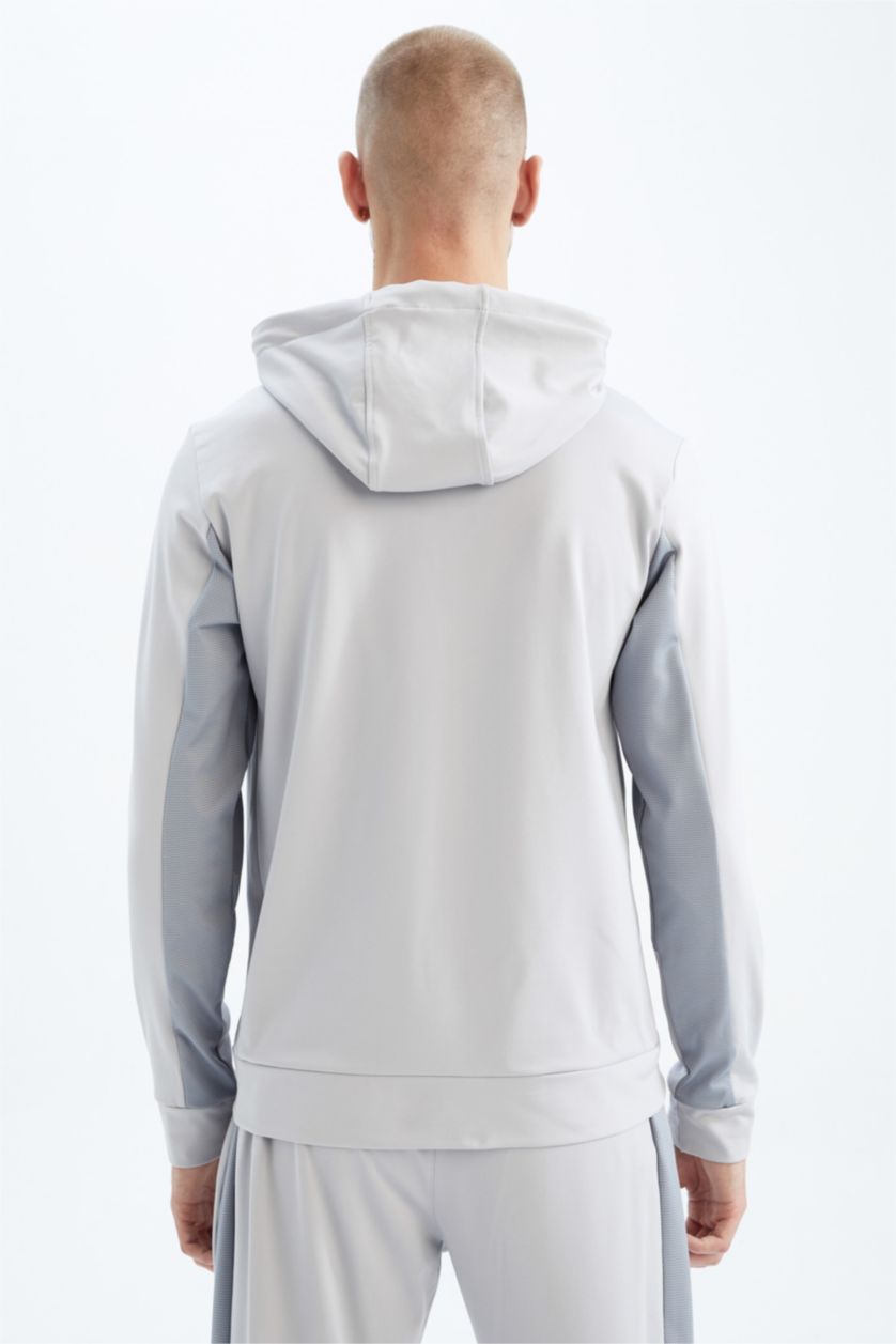 Man Light Grey DeFactoFit Slim Fit Sports Cardigan