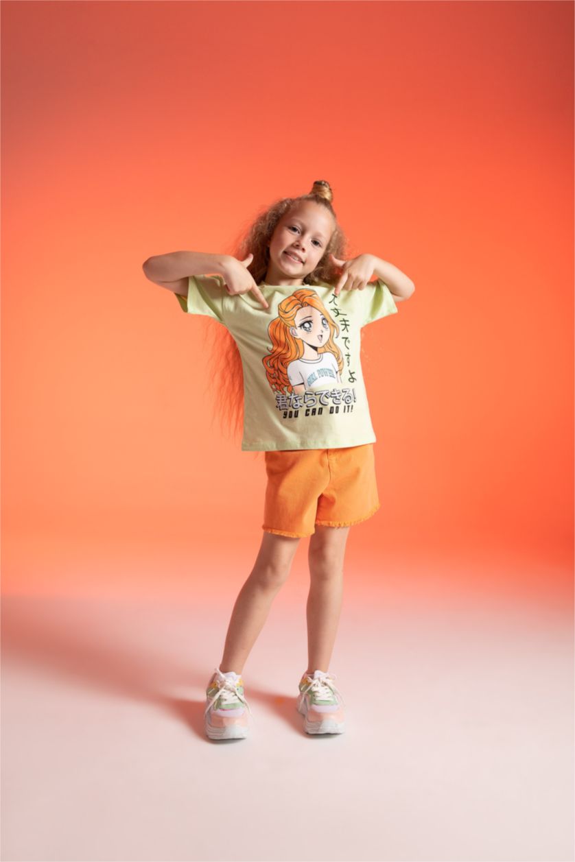 FILLES Orange Short Coton