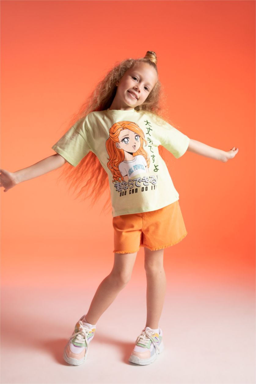 FILLES Orange Short Coton
