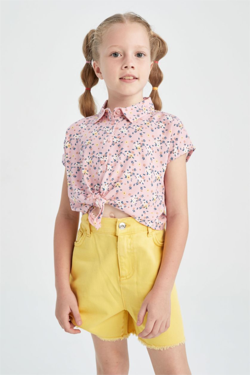 GIRLS & TEENS Yellow شورت قطن موم فيت