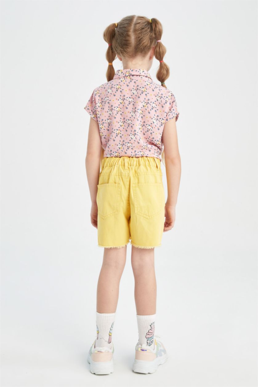 GIRLS & TEENS Yellow شورت قطن موم فيت