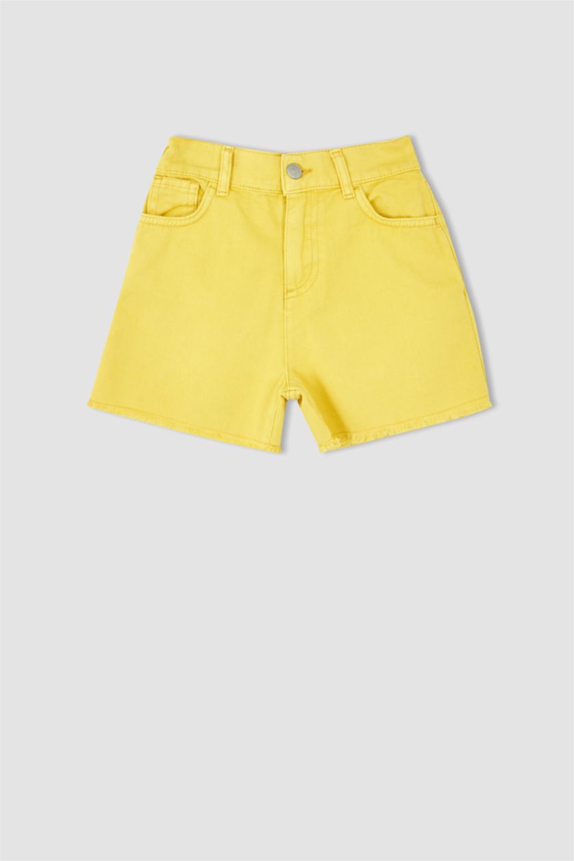 GIRLS & TEENS Yellow شورت قطن موم فيت