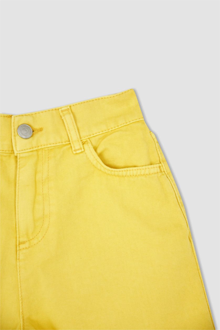 GIRLS & TEENS Yellow شورت قطن موم فيت