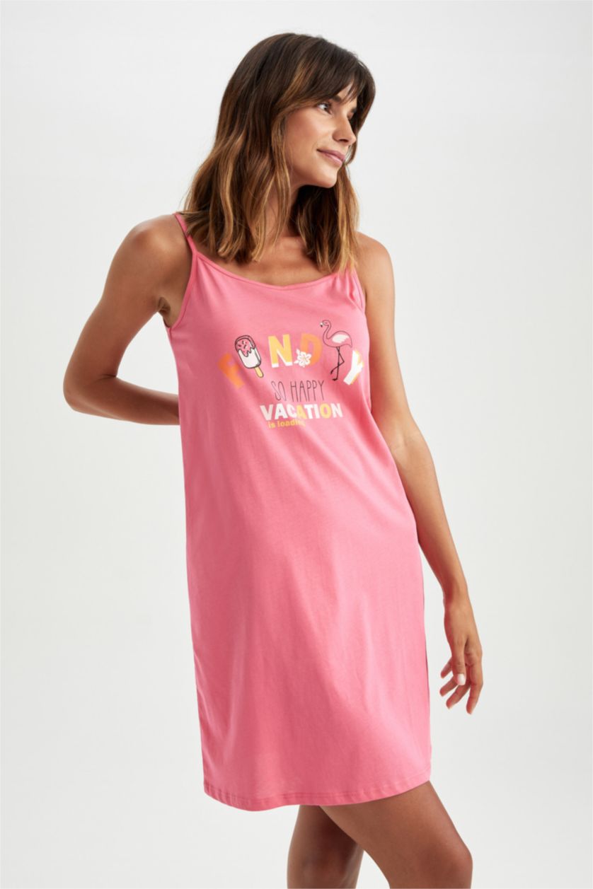 Woman Pink Regular Fit Cotton Knitted Dress