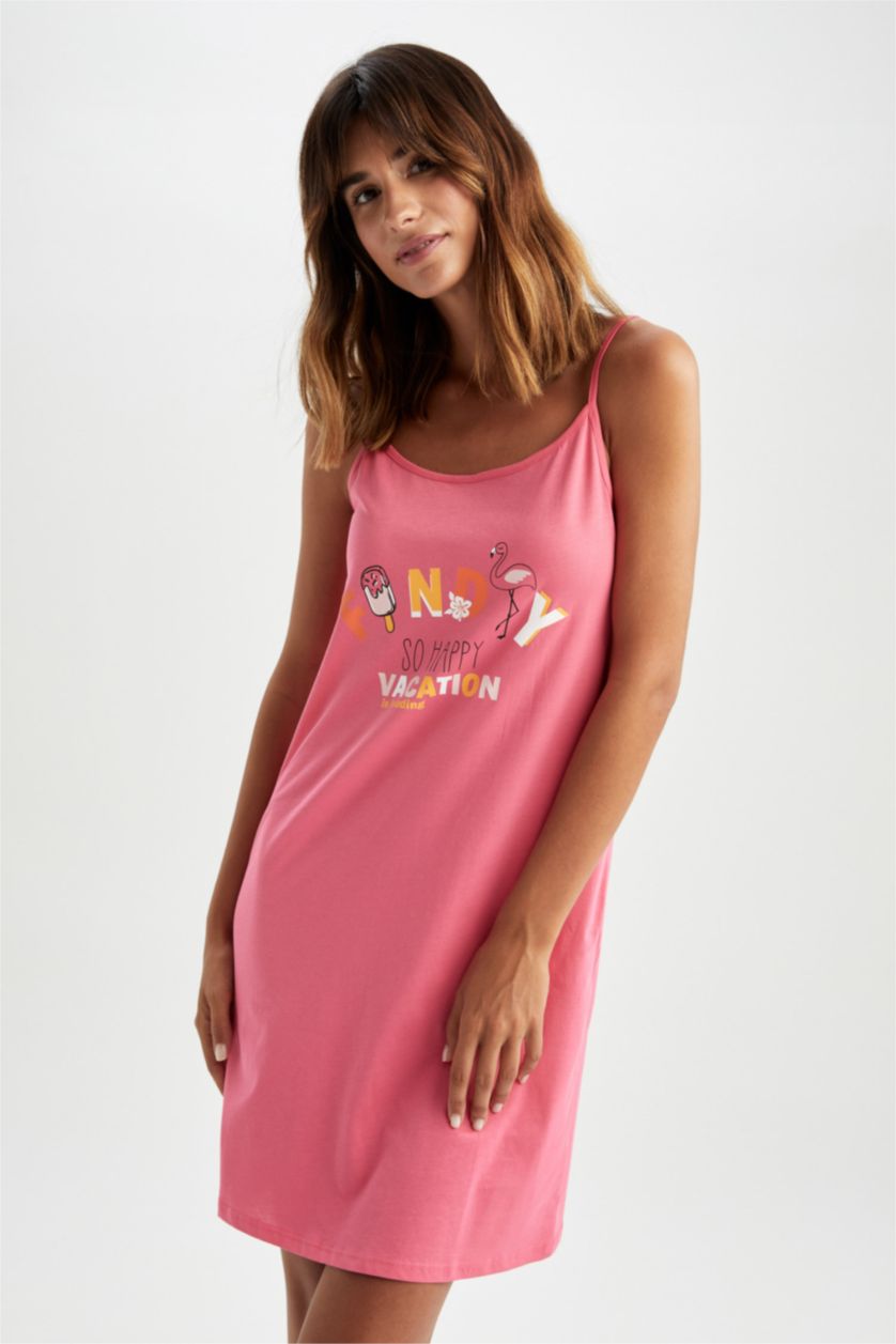 Woman Pink Regular Fit Cotton Knitted Dress