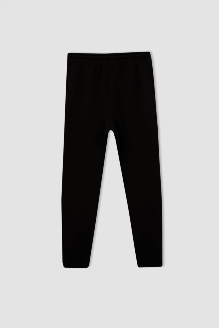 Erkek Siyah Regular Fit Kalın Sweatshirt Kumaşı Jogger