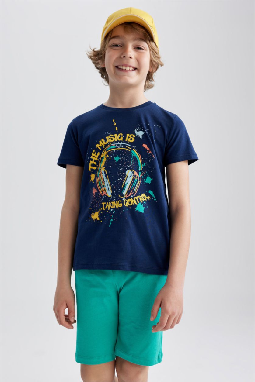 GARÇONS Marin Ensemble T-Shirt Short Garçon Regular Fit İmprimé