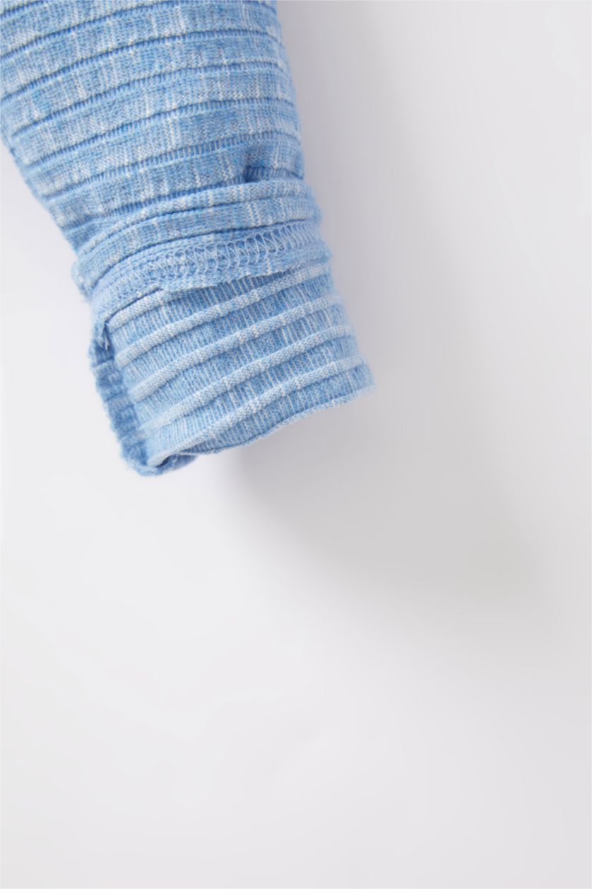 BÉBÉ GARÇON Bleu Ensemble En Tricot Ctelé Col Ras Du Cou Slogan Manche Longue 2 BéBé Garçon