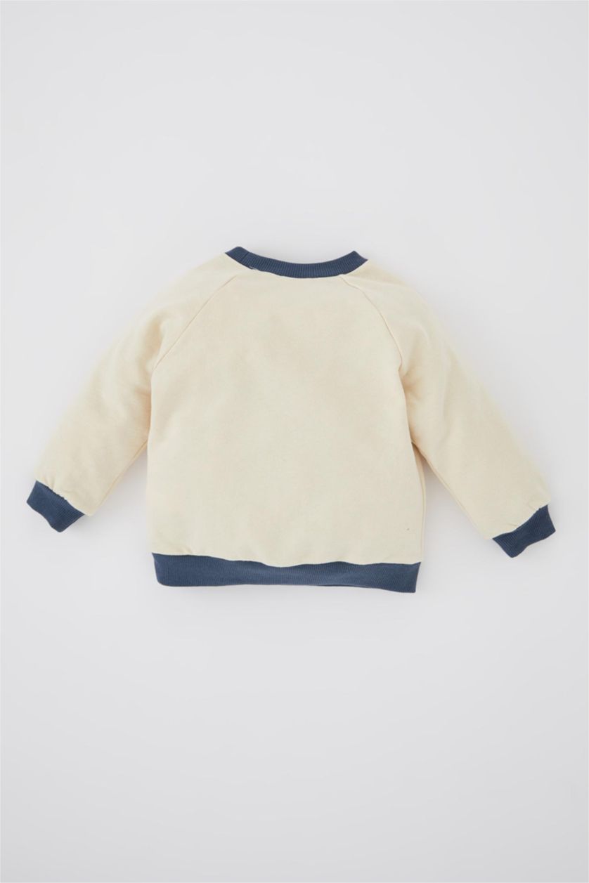 BABY BOY Beige Regular Fit Animal Crew Neck Sweatshirt