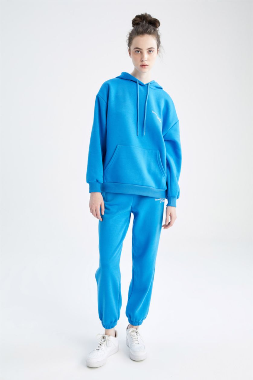 Woman Royal Oversize Fit Thick Sweatshirt Fabric Trousers