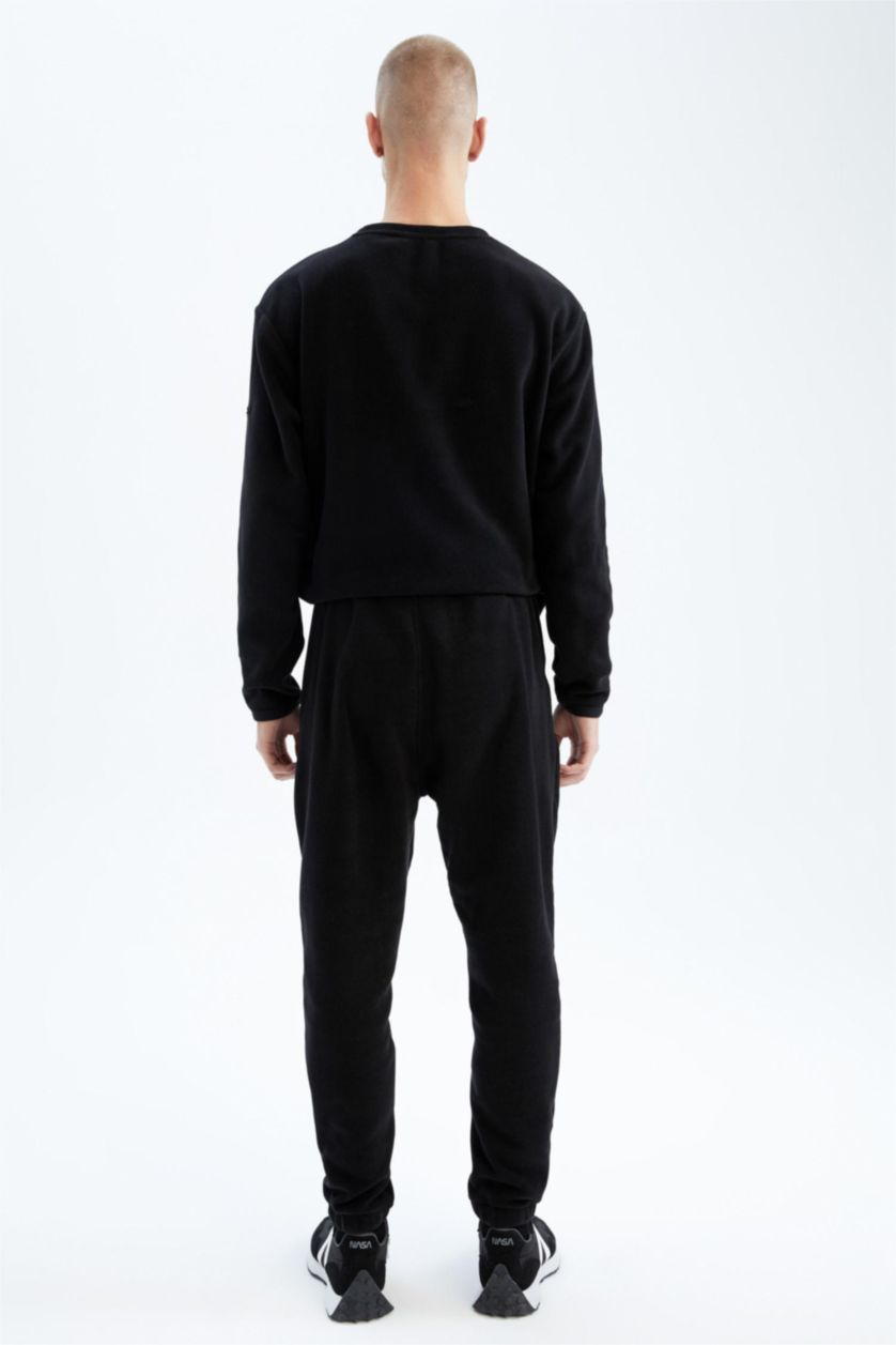 MAN Black Defacto Fit Standard Fit Fleece Jogger Sweatpants