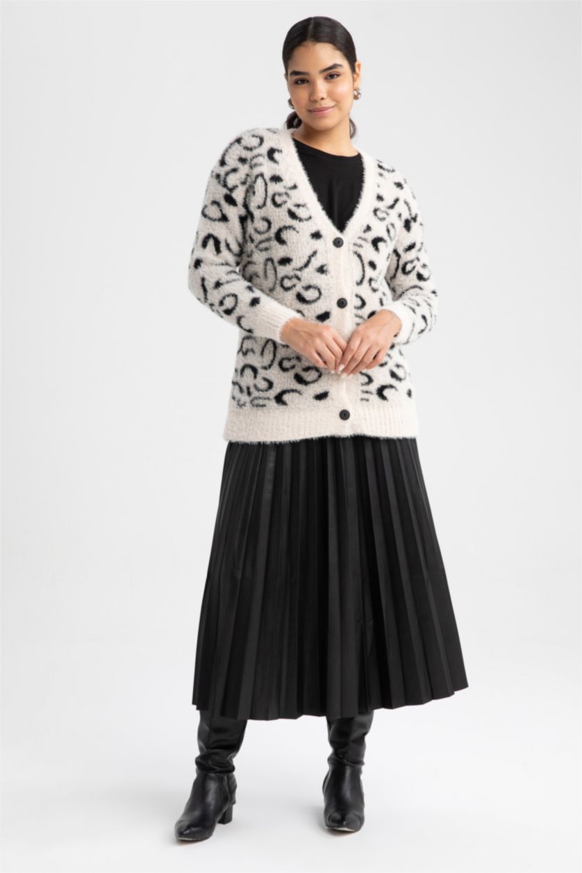 WOMAN Black Pleat Faux Leather Maxi Skirt