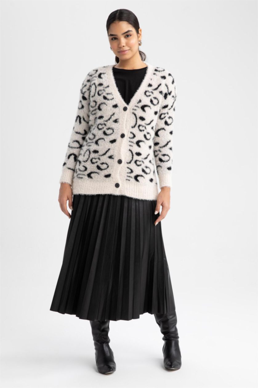 WOMAN Black Pleat Faux Leather Maxi Skirt