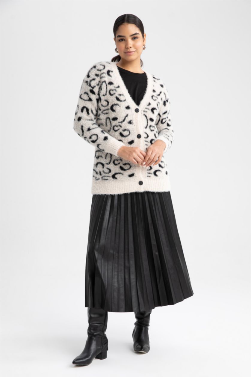 WOMAN Black Pleat Faux Leather Maxi Skirt