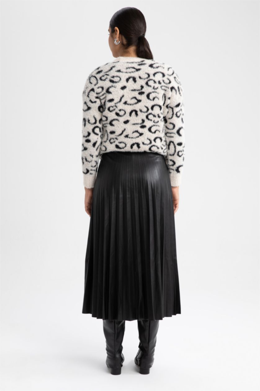 WOMAN Black Pleat Faux Leather Maxi Skirt