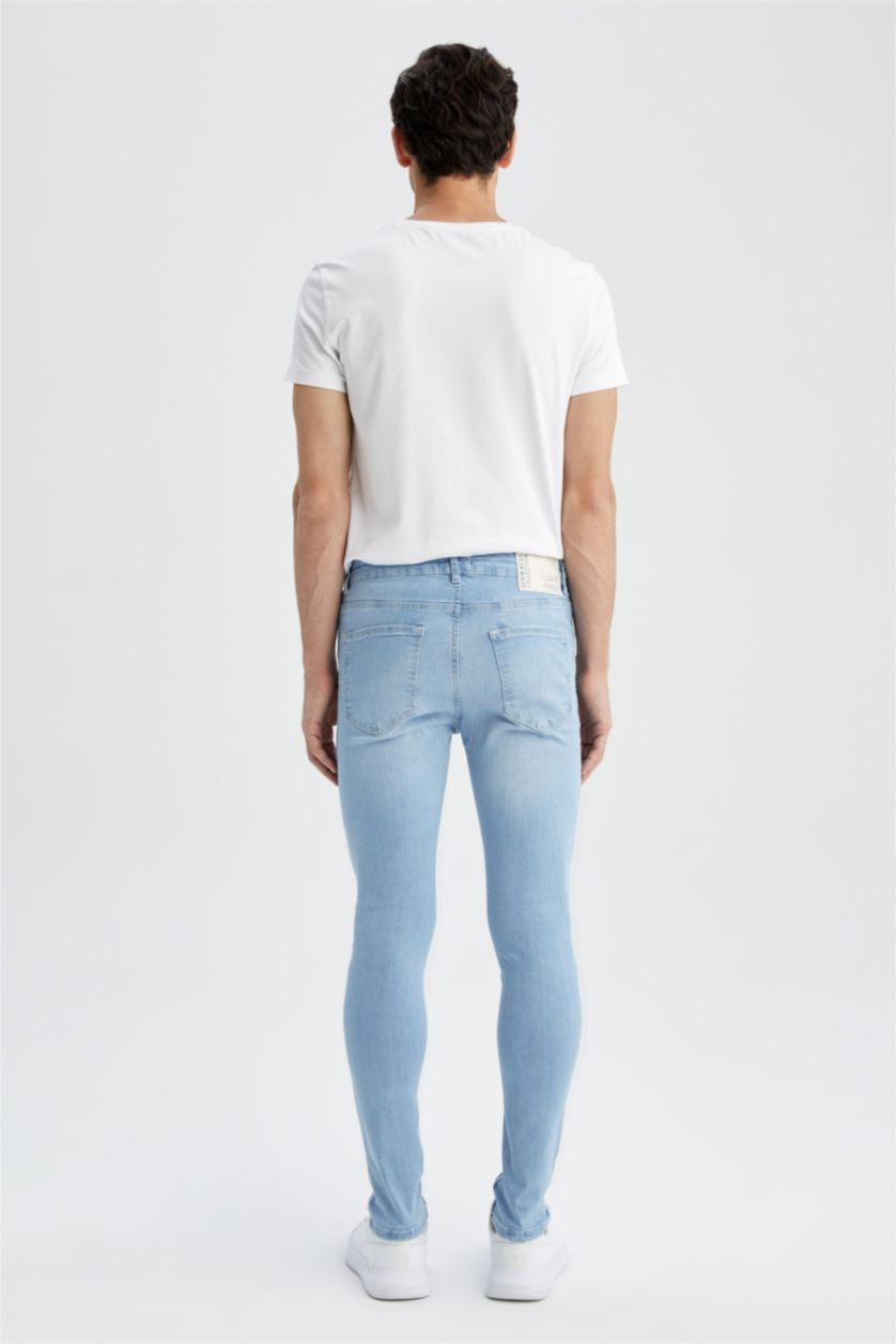 HOMME BLEU Clair Pantalon En Jean Déchiré Coupe Super Skinny