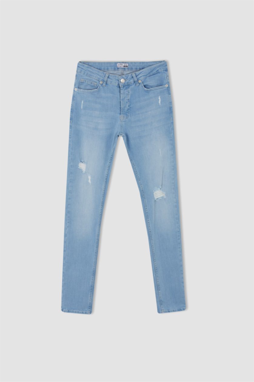 HOMME BLEU Clair Pantalon En Jean Déchiré Coupe Super Skinny